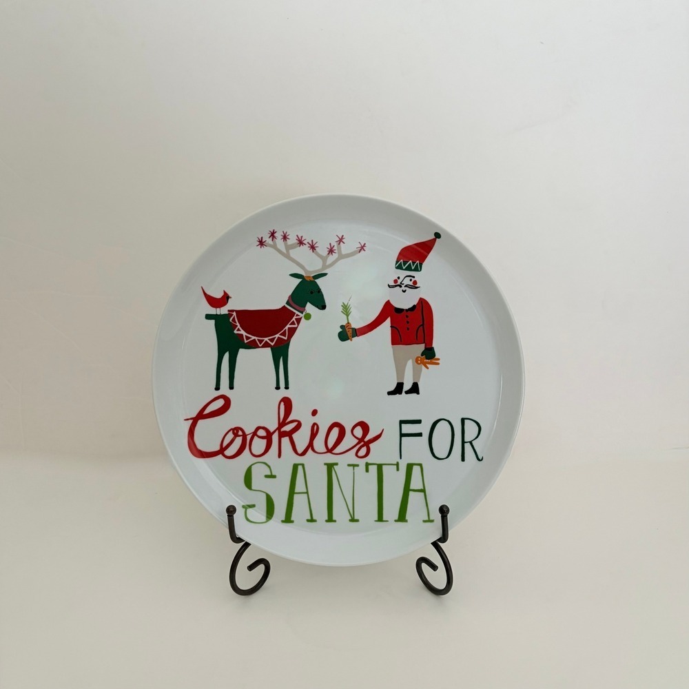 CRATE AND BARREL Cookies For Santa Jenny Bowers Serving Platter Plate 2014
